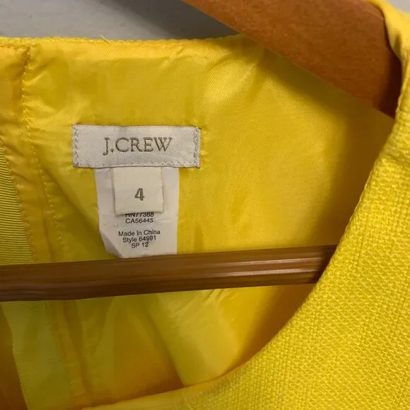 Sunshine Yellow J.Crew Basketweave Cotton Blend Dress - Picture 6 of 11